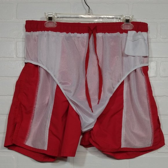 Dolfin men's red lifeguard bathing suit swim trunks Nylon XXL 2X Big Man - Picture 6 of 7